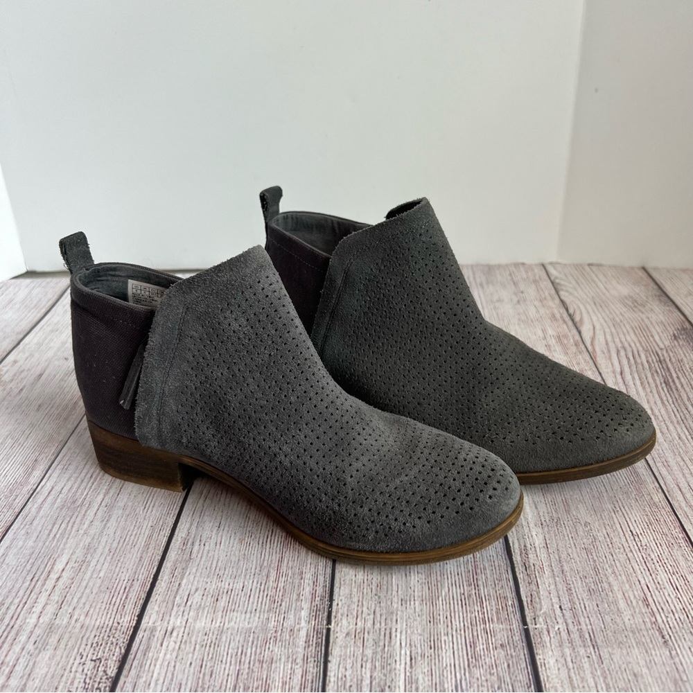 TOMS Zip Side Grey Booties 8